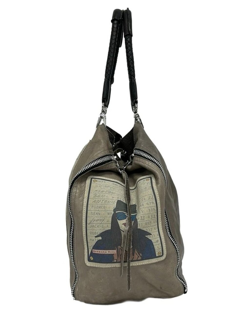 barbara rihl Beige Gray Black Multi Leather Hardware Tote Bag - Picture 2 of 16